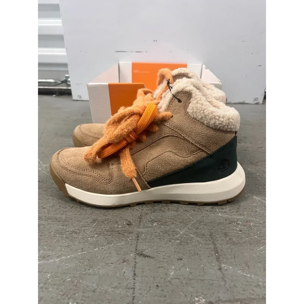 Timberland Retro Swift Sneaker Women US 8.5 Beige Suede High-Top Lifestyle Shoes